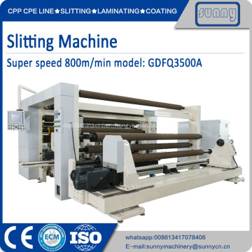 Slitting machine for film soft packing material